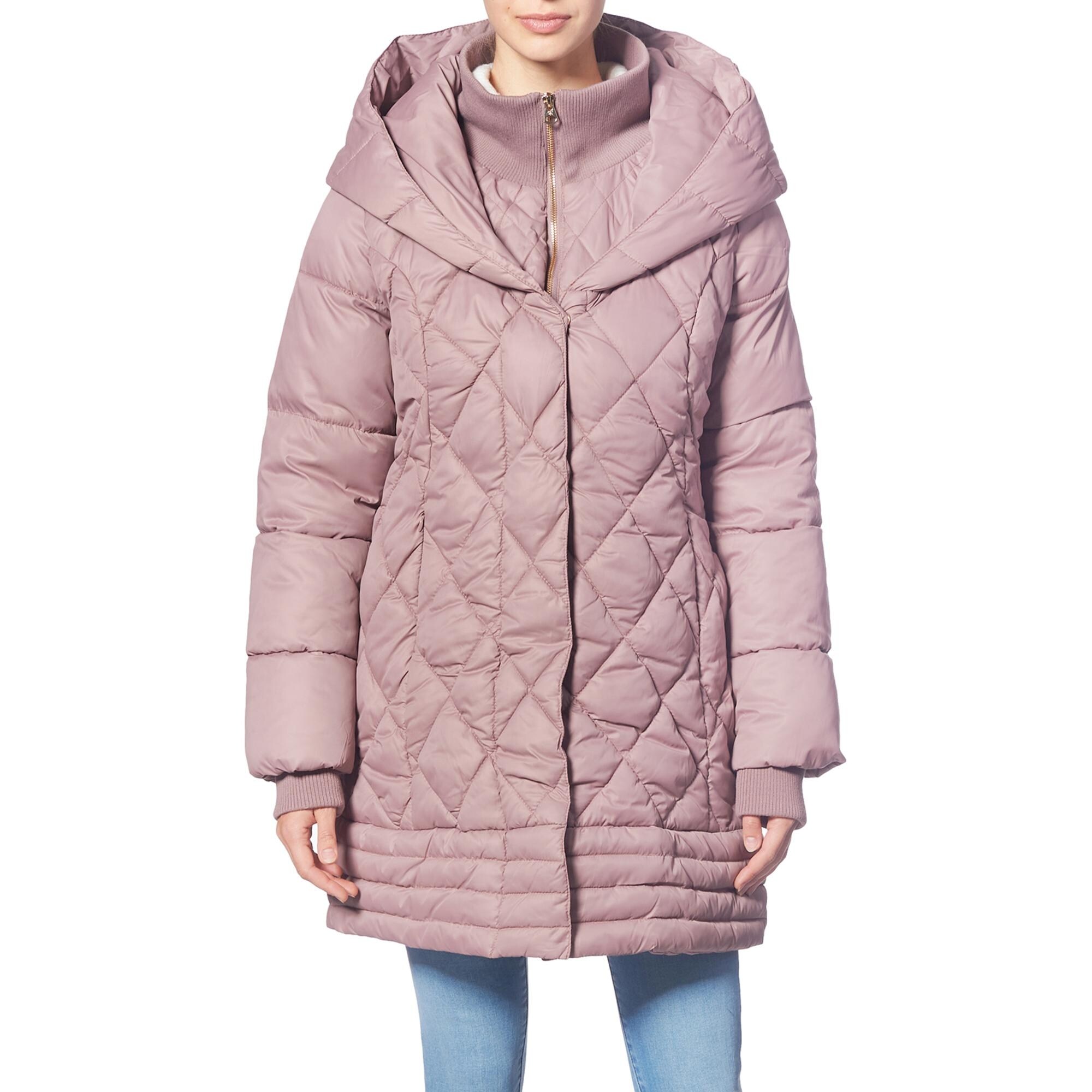 diamond quilted oversized hooded parka