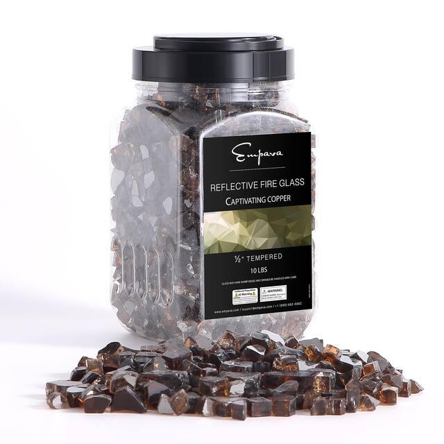 10 lbs. 1/2-in Copper Reflective Tempered Fire Glass for Gas Fire Pit