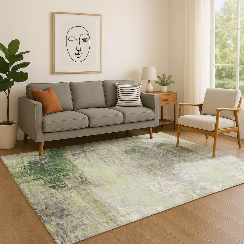 Premium Washable Super Soft Modern Prints Mayfield Rug - Aloe - 3' x 5'