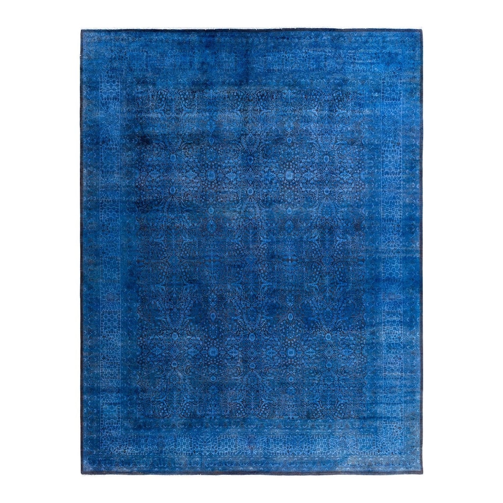 Fine Vibrance One-of-a-Kind Hand-Knotted Area Rug - Blue, 9' 1" x 11' 9" - 9' 1" x 11' 9"