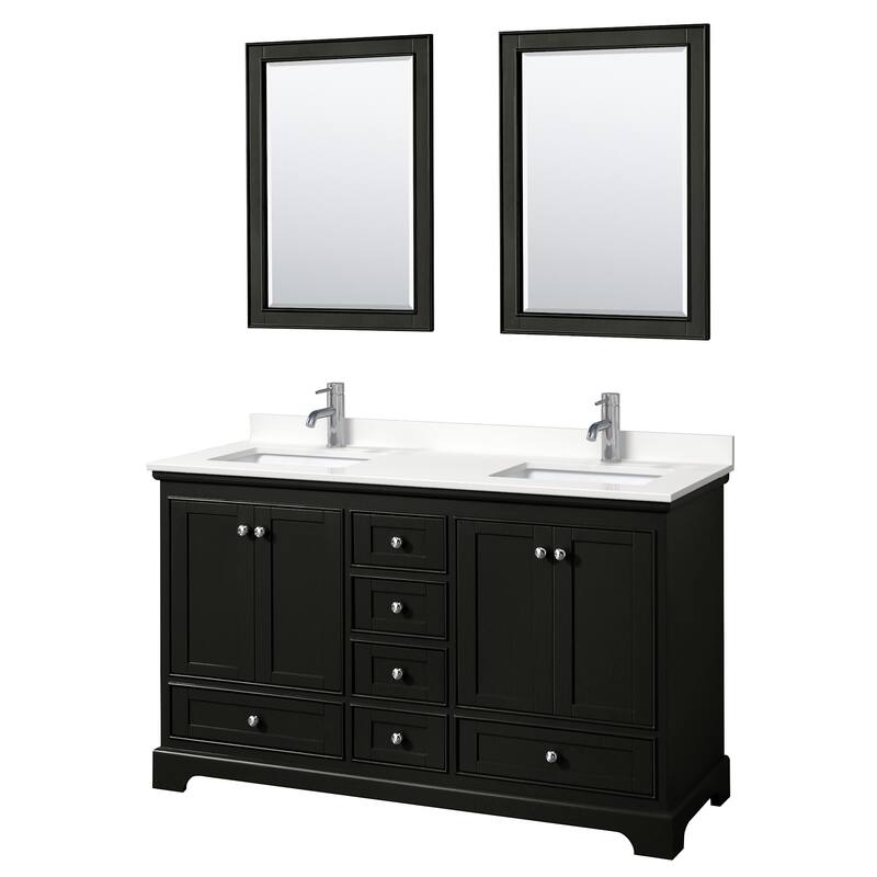 Wyndham Collection WCS202060D-QTZ-UNSM24 Deborah 60" Free Standing - Dark Espresso / White Quartz Top / Polished Chrome