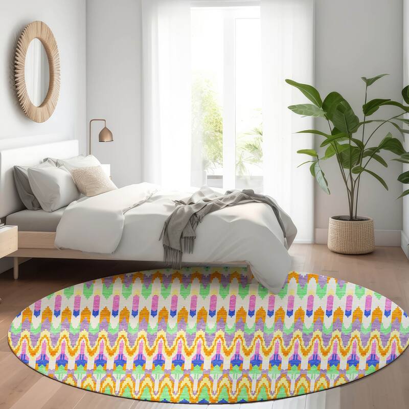 Premium Washable Super Soft Modern Flair Mayfield Rug - White - 8' x 8'