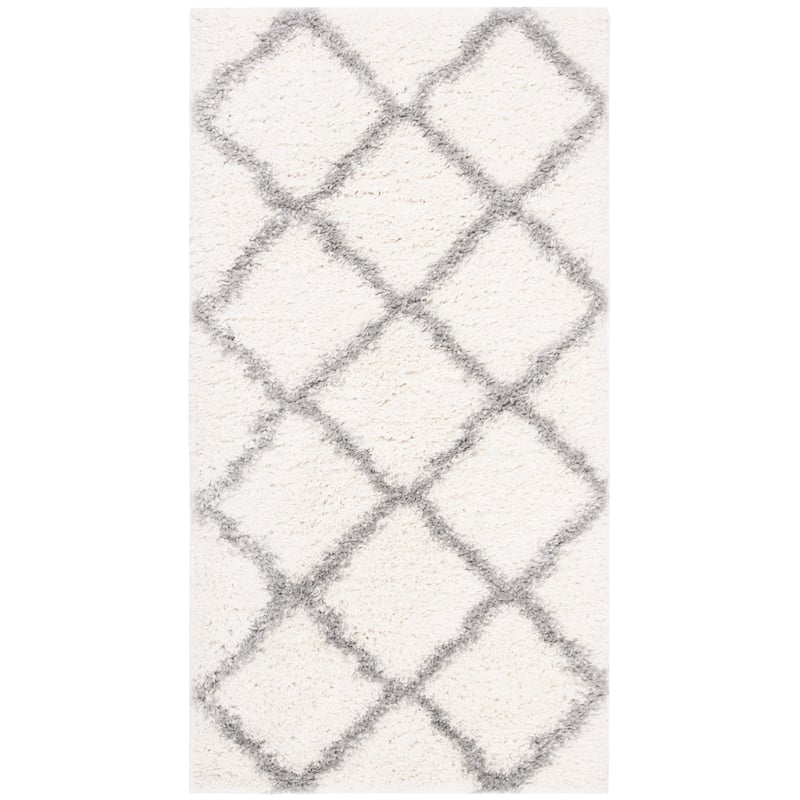 SAFAVIEH Parma Shag Salina Trellis 1.2-inch Thick Rug - 2' x 3' - Cream/Grey