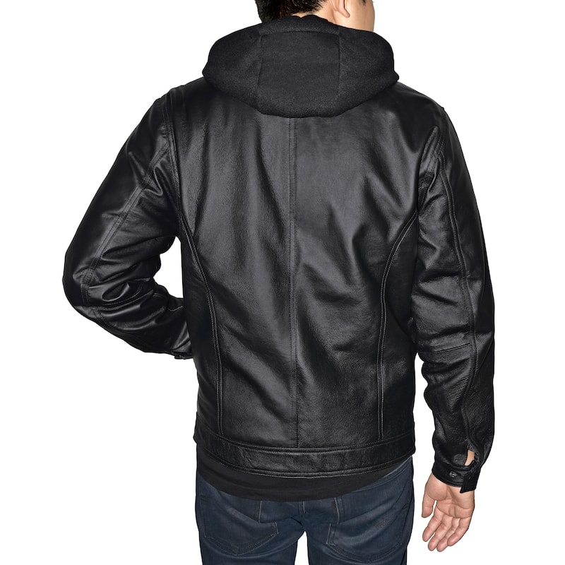 Men's Hooded Racing Leather Jacket
