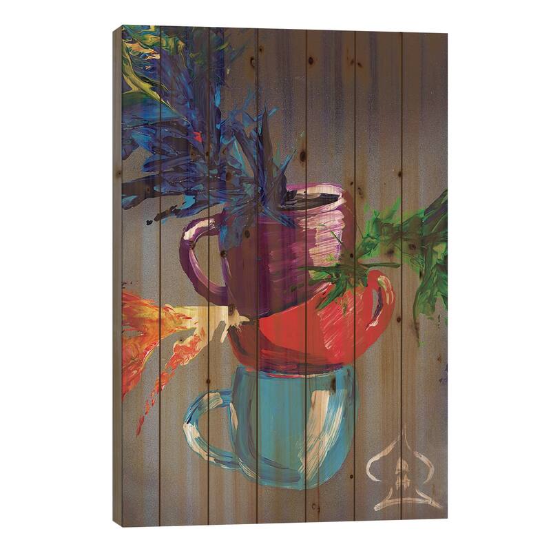 Cups Print On Wood by Andrew Harr - Multi-Color - 40x26x1.5
