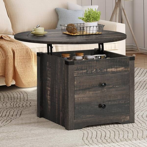Moasis Square Lift Top Coffee Table with Hidden Storage and Drawers ...