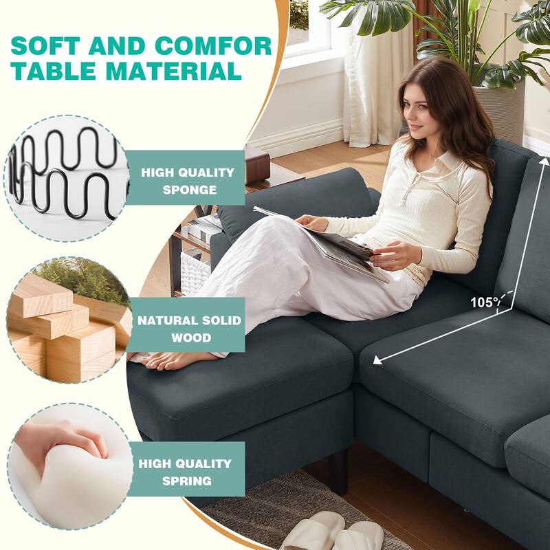 4-Piece Living Room Sectional Sofa Set with Loveseat and Chair