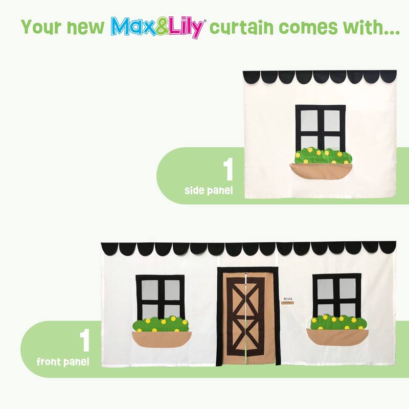Max and Lily Classic Twin-Size Low Loft with Easy Slide and Curtain