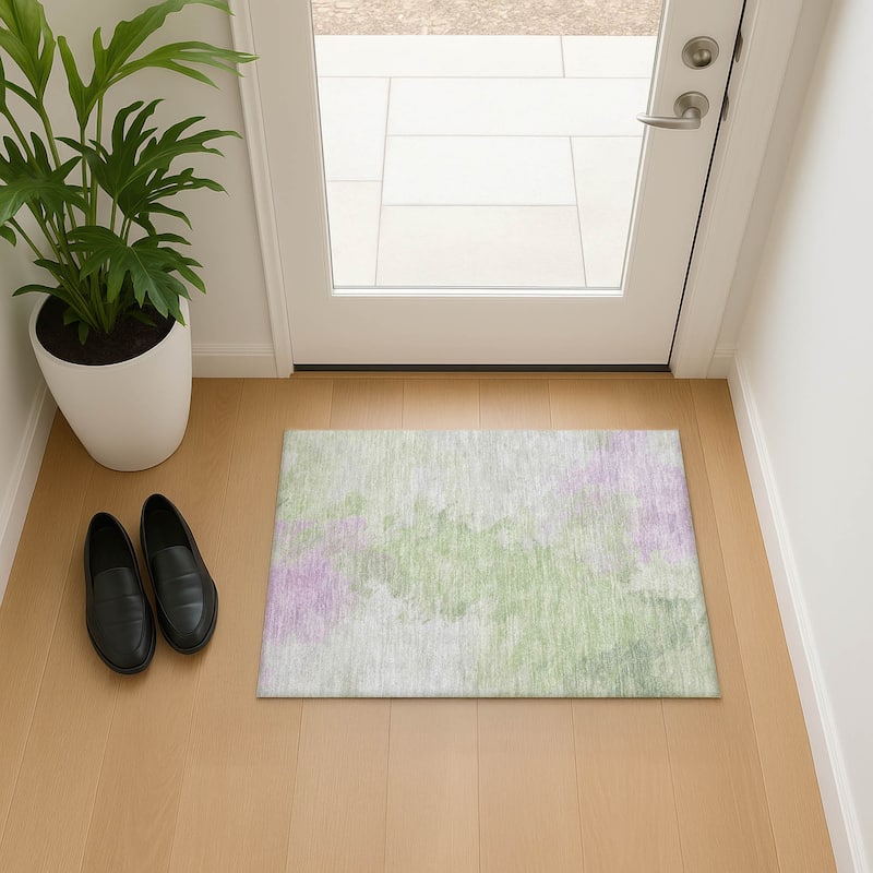 Premium Washable Super Soft Abstract Modern Mayfield Rug - Aloe - 1'8" x 2'6"