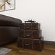 preview thumbnail 11 of 17, Brown Leather Vintage Trunk (Set of 3) - S/3 18", 21", 23"W