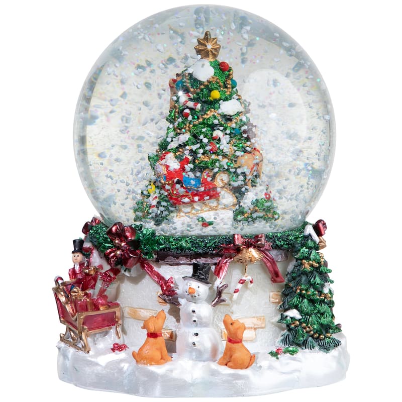 Musical Christmas Tree and Santa Claus Snow Globe - 6.75"