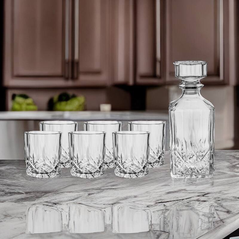 Fifth Avenue Campbel Whiskey Decanter with Stopper and 6 Tumbler