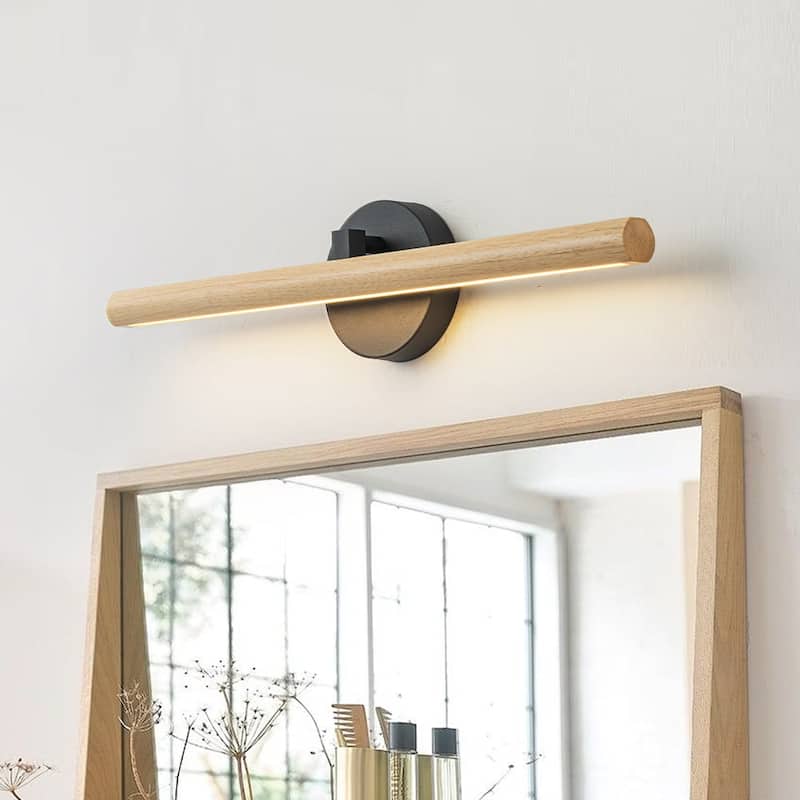 Adjustable Wood Dimmable LED Linear Wall Vanity Sconce Rustic Bathroom - 24.8 Inches - 24.8 Inches