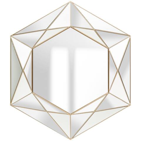 22" Modern Geometric Round Wall Mount Accent Mirror