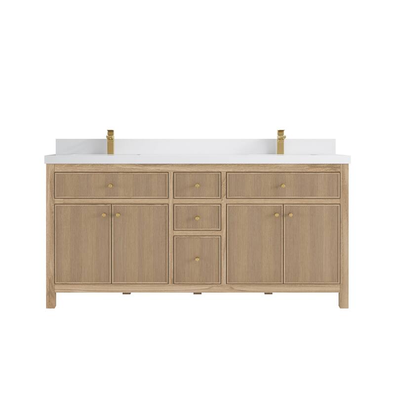 Willow Collections 72 in. W x 22 in. D Sonoma Teak Double Sink Bathroom Vanity with Countertop