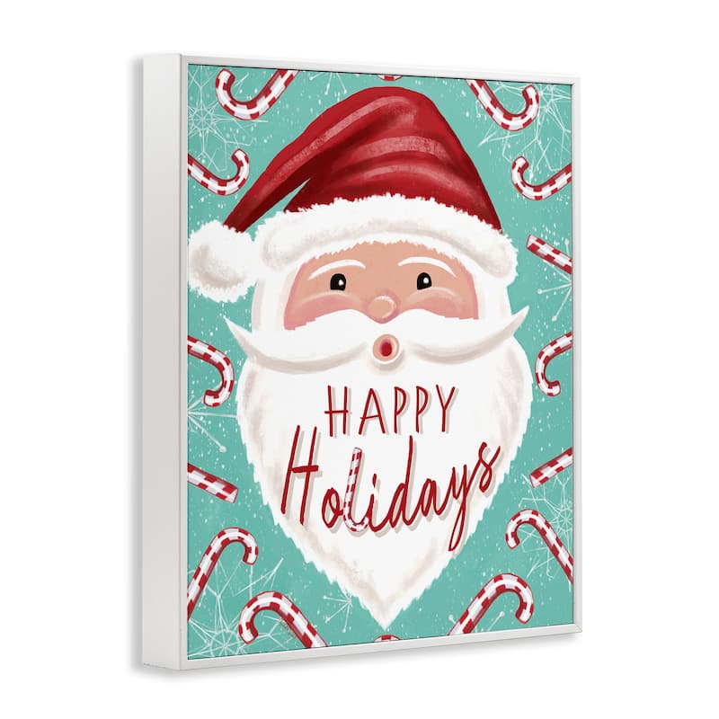 Stupell Jolly Santa & Candy Canes Framed Giclee Art Design By Elizabeth Tyndall