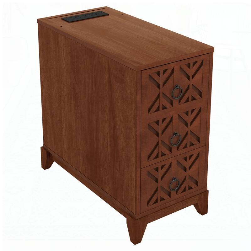 3 Drawers NightStand Corner Table with 4 Open Shelves