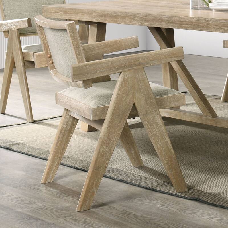 Dining Room Arm Chairs Oak Upholstered Polyester Seat 2pc Dining Chairs