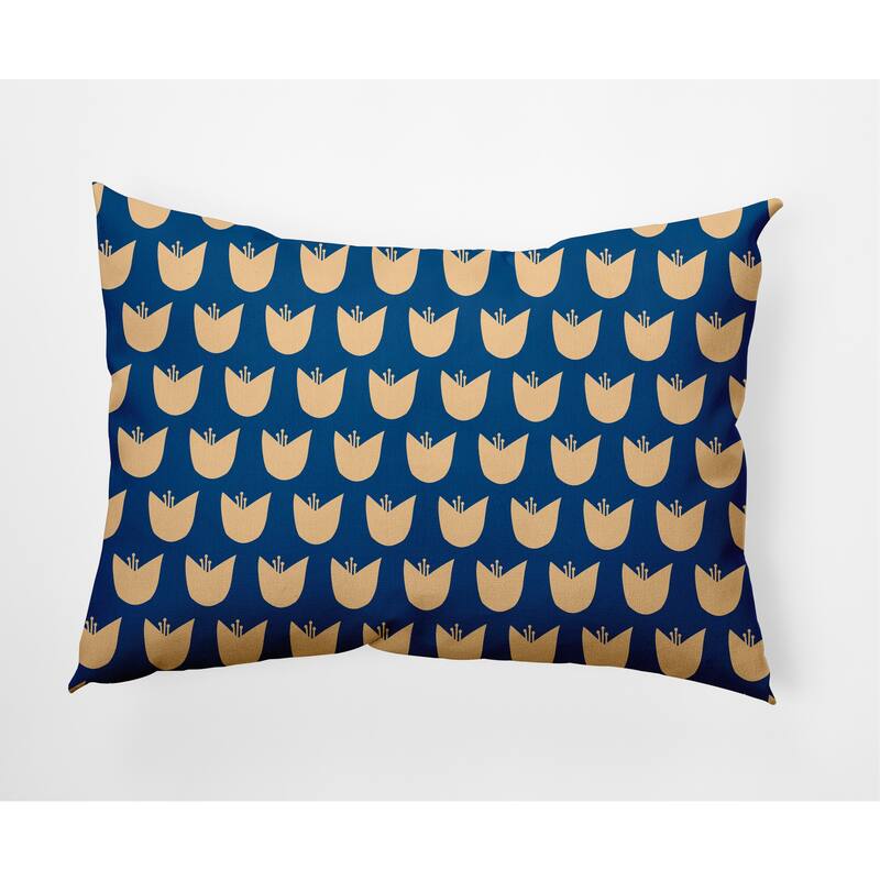 Simple Tulip Design Decorative Throw Pillow - Dark Cobalt Blue - 14" x 20"