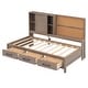preview thumbnail 9 of 24, Twin Size Lounge Daybed with 3-Drawers，Kids Cork Board Bed Frame with USB Ports and 2 Built-in Storage Shelves, Antique Wood