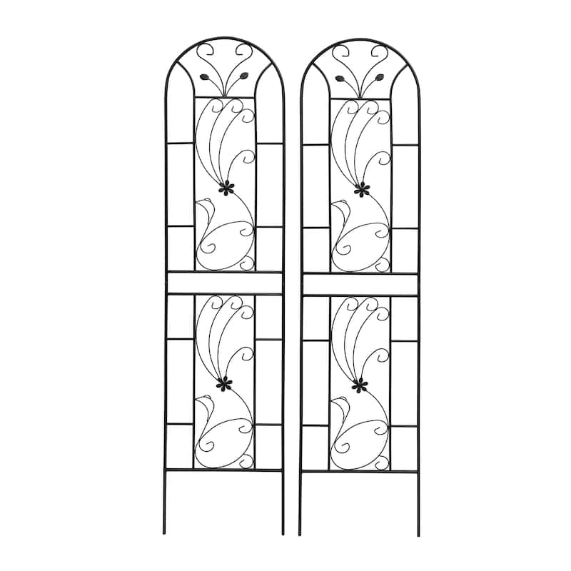 2 Pack Metal Garden Trellis Rustproof Trellis for Climbing Plants Outdoor Flower Support Black