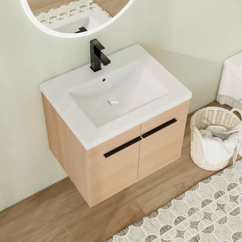 24"/30"/36" Floating Bathroom Vanity with Sink, Wall Mounted Bathroom Vanity with Soft Close Doors