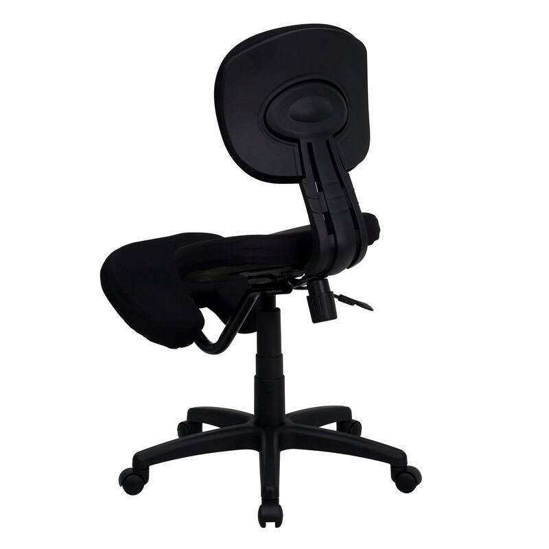 Mobile Ergonomic Kneeling Posture Task Office Chair with Back in Fabric - Black