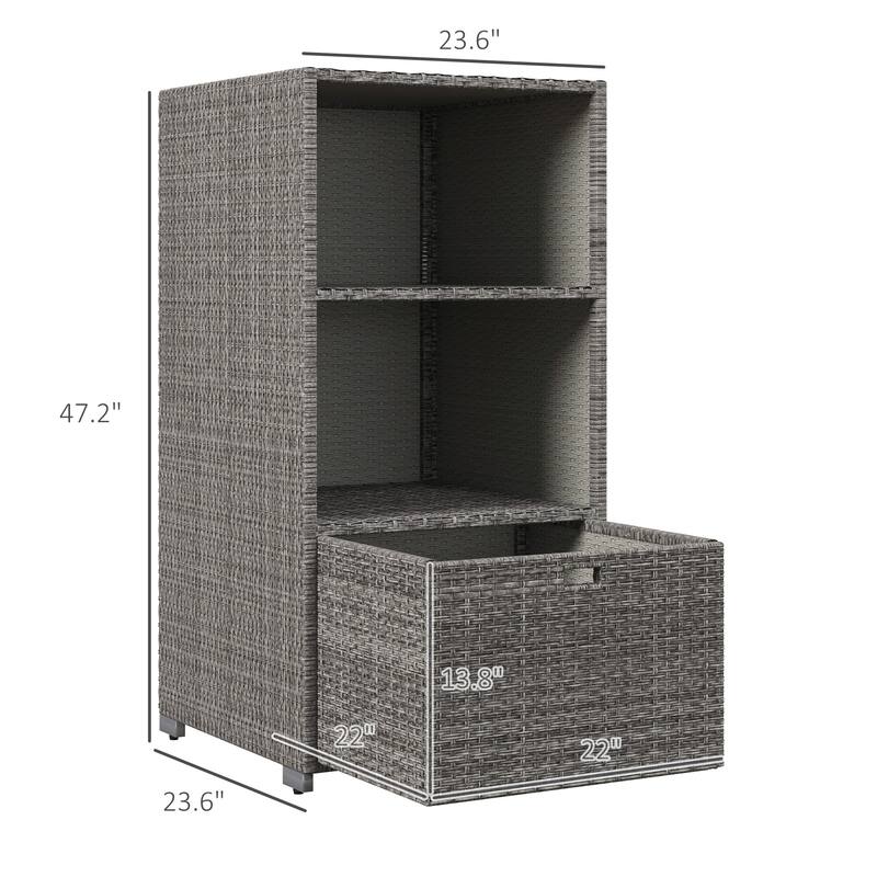 Outsunny Valet Pool Towel Rack, Waterproof PE plastic Rattan Wicker, Indoor Outdoor Spa, and Hot Tub Accessory Storage