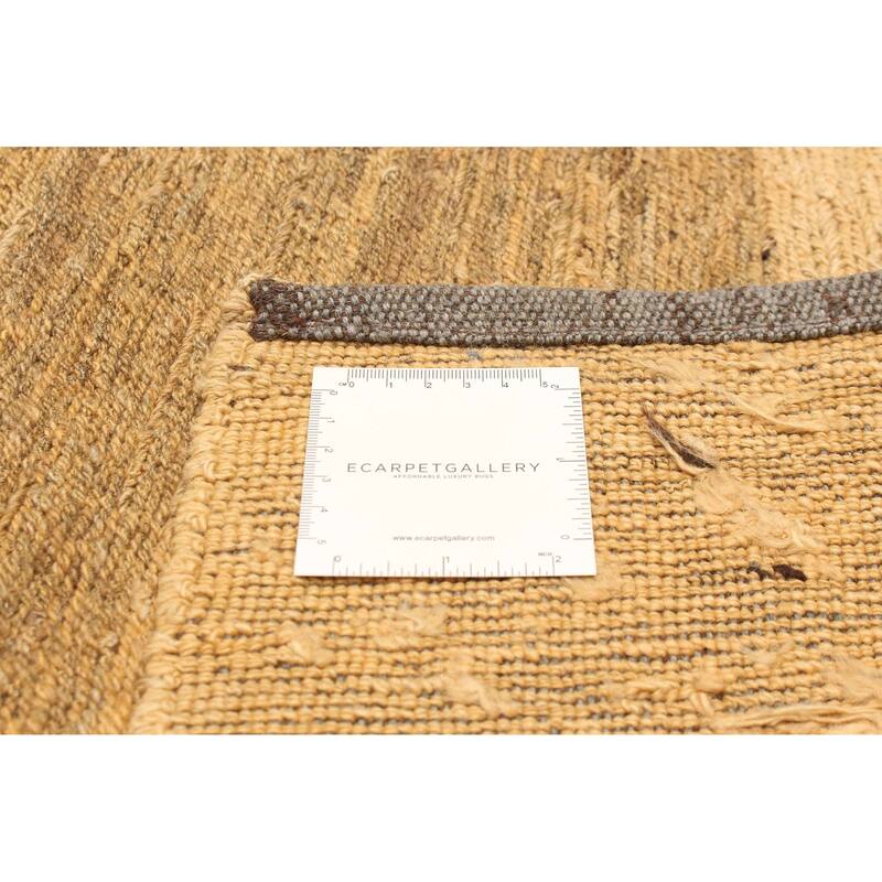 ECARPETGALLERY Flat-Weave Natural Tan Wool Tapestry Kilim - 4'10 x 6'3