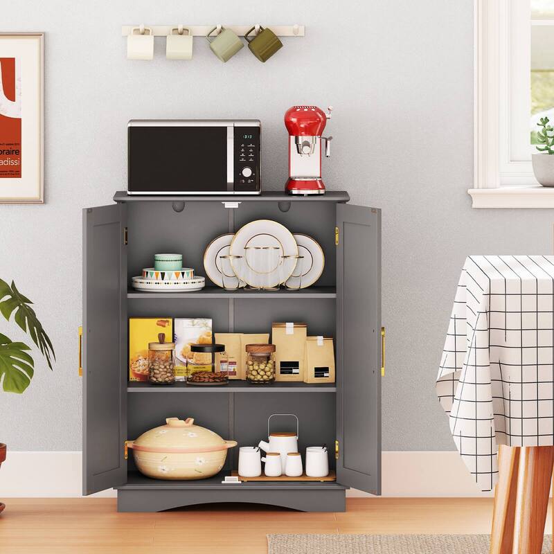 Costway Floor Storage Cabinet Modern Storage Organizer with Adjustable - See Details