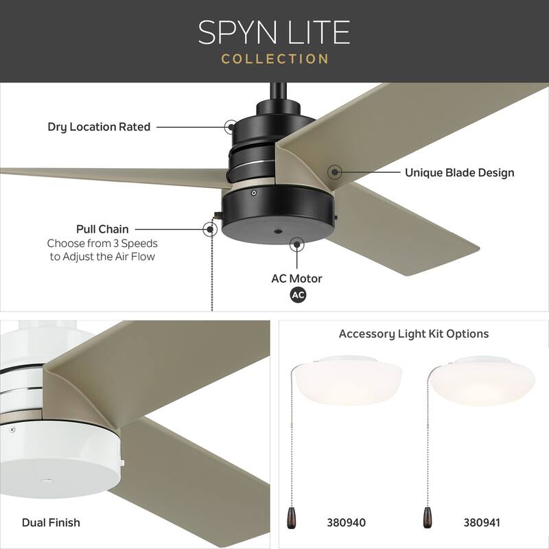 Kichler Lighting Spyn Lite 52 in. Indoor Downrod Mount Ceiling Fan