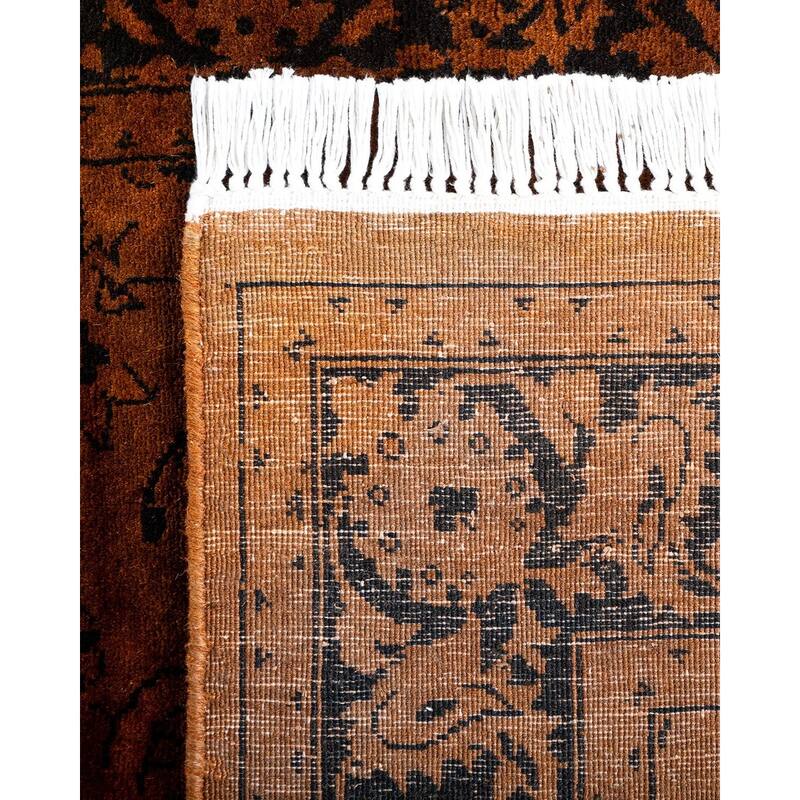 Overton Hand Knotted Wool Vintage Inspired Modern Contemporary Overdyed Gold Runner Rug - 2' 8" x 21' 3"
