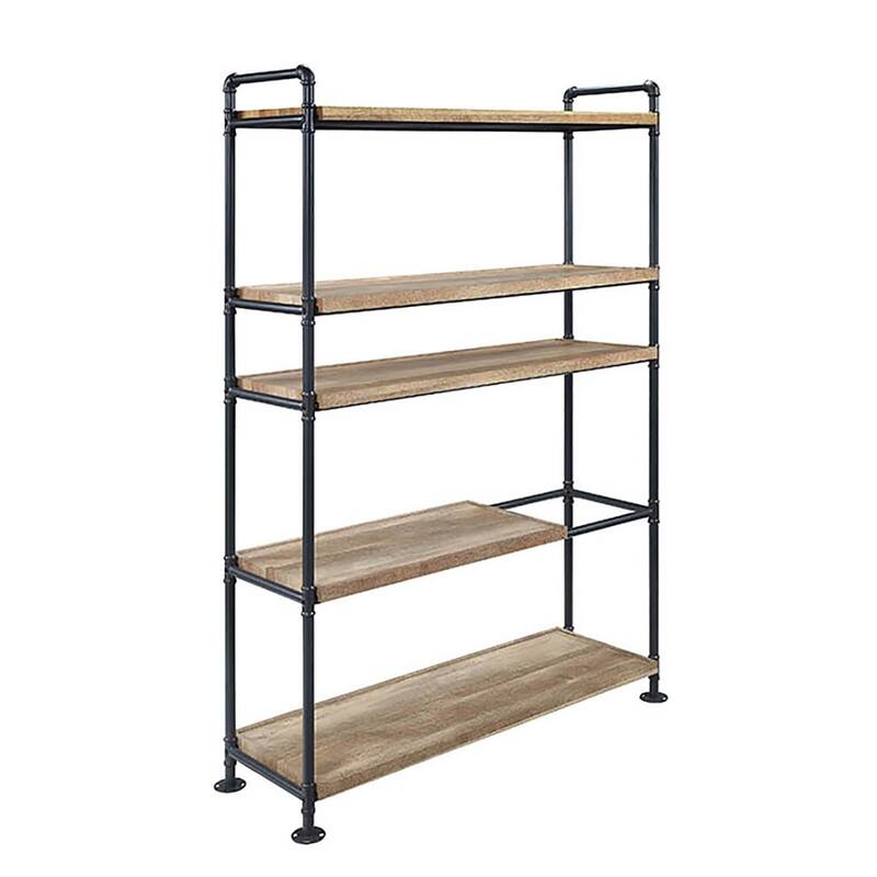 Mankato Oak and Sandy Black 5-Shelf Bookshelf