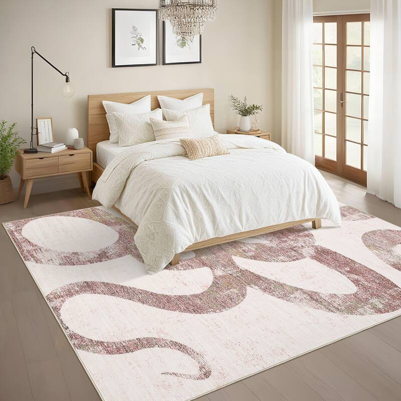 Modern Washable Area Rug Animal Snake Pattern Rug Home Decor Snake Carpet, Low Pile Non Slip Rug