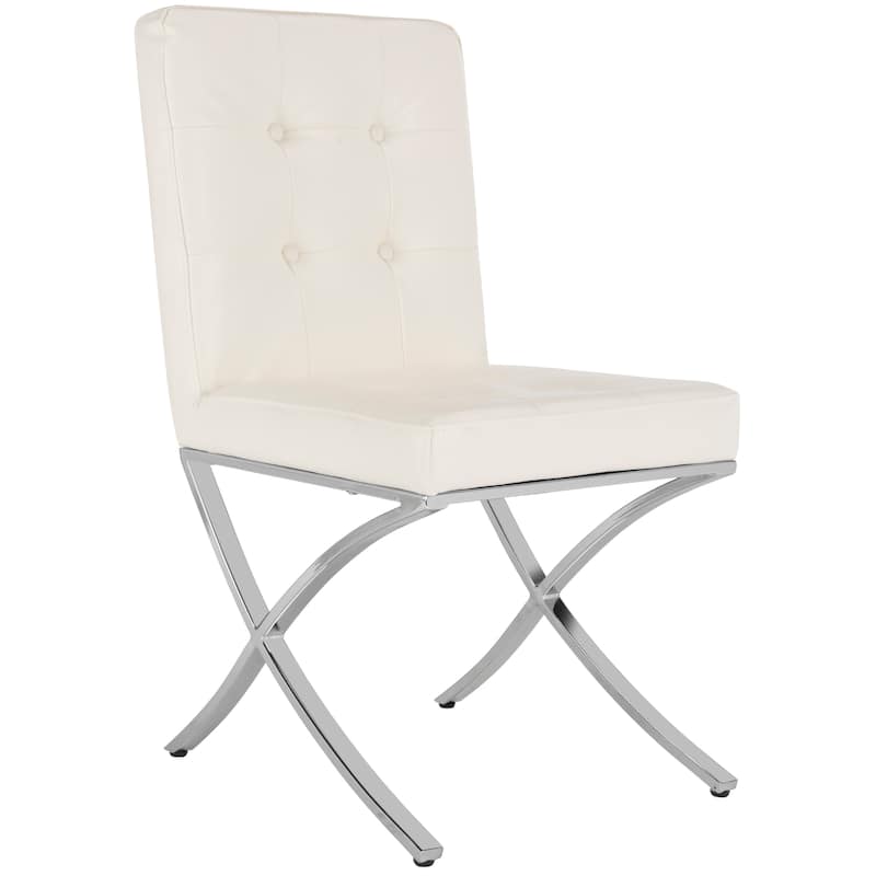 SAFAVIEH Merrilee Glam Black Chrome Tufted Side Chair - 19Wx23Dx35H