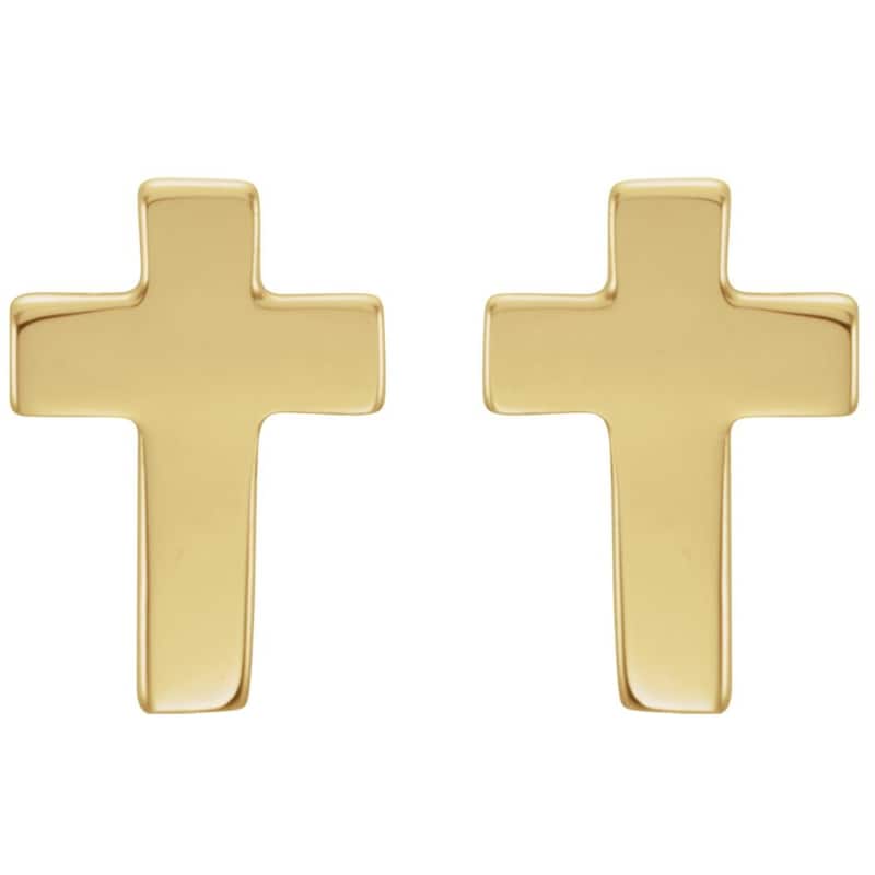 Curata 14k Yellow Gold 7x5mm Polished Cross Post Earrings