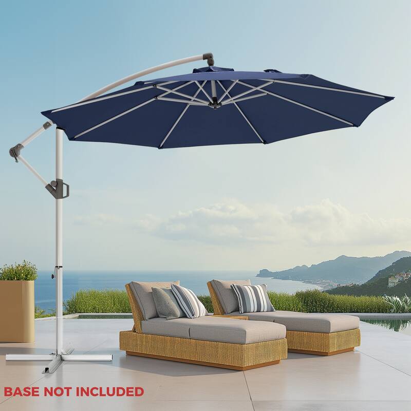 10 ft. Metal Offset Hanging Cantilever Patio Umbrella with Easy Tilt and Crank for Pool Deck