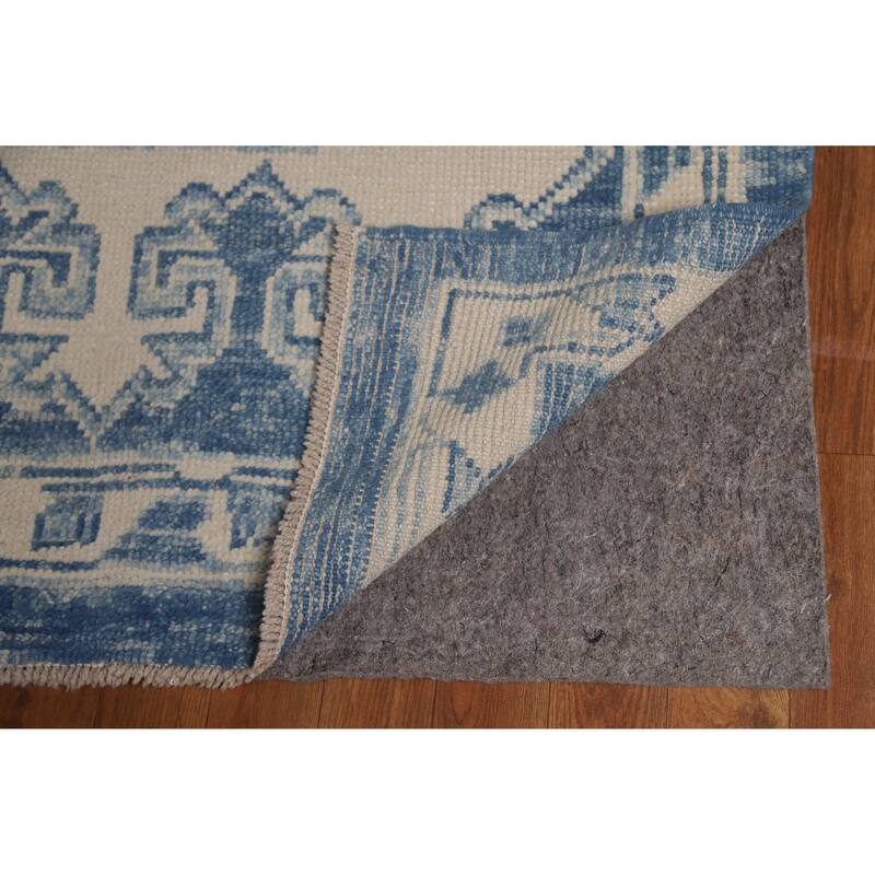 Hand Knotted Oriental 100% Wool Carpet Transitional All-Over Navy Blue & Blues Oushak Area Rug - 14' 9'' X 10' 0''