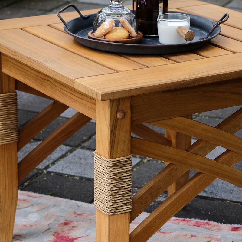 Cambridge Casual Carmel 3-piece Teak Outdoor Rocking Chair Set with Cushion