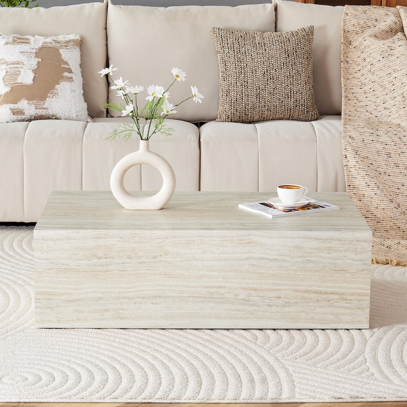 Rectangular Wooden Coffee Table, Living Room Center Table