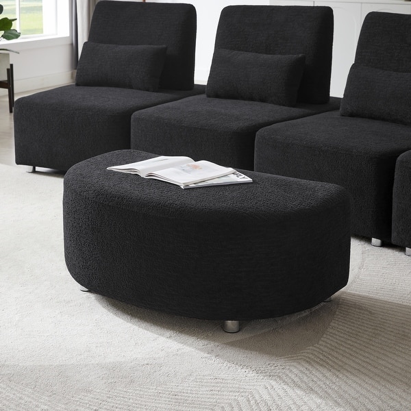 slide 2 of 5, Upholstery Cambered Ottoman Combination Sofa Footstool Black Black