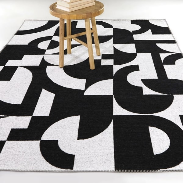 slide 2 of 10, Halle Abstract Modern Indoor/Outdoor Area Rug 5'3" x 7' - Charcoal