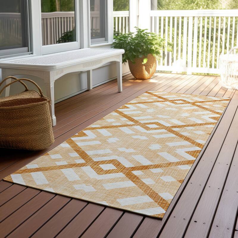 Machine Washable Indoor/ Outdoor Chantille Trellis Modern Rug