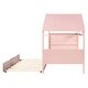 preview thumbnail 14 of 15, Pink Twin Size Solid Wood House Bed with Trundle and Storage for for Kids, Boys and Girls