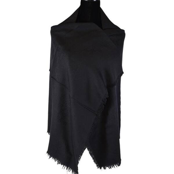 Shop Gucci Women S 387563 Black Wool Silk Gg Guccissima Shawl