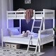 preview thumbnail 4 of 7, White Twin Over Full Size Bunk Bed with Guardrail, LED Light, Charging Station