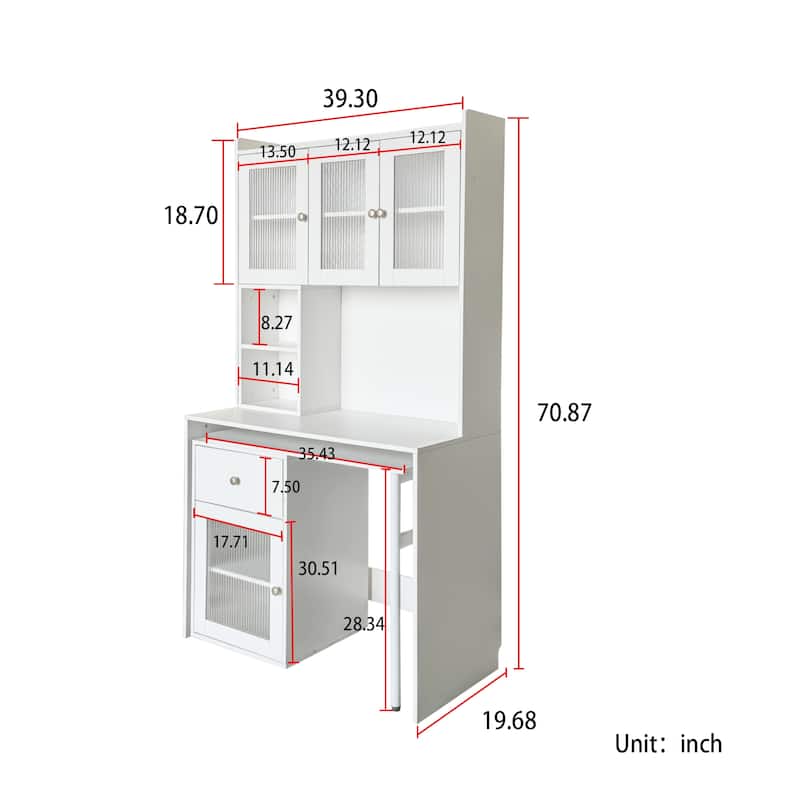 GDFStudio - Saly Modern Multi-Function Home Office Desk & Workstation with Storage, Drawers & Hutch