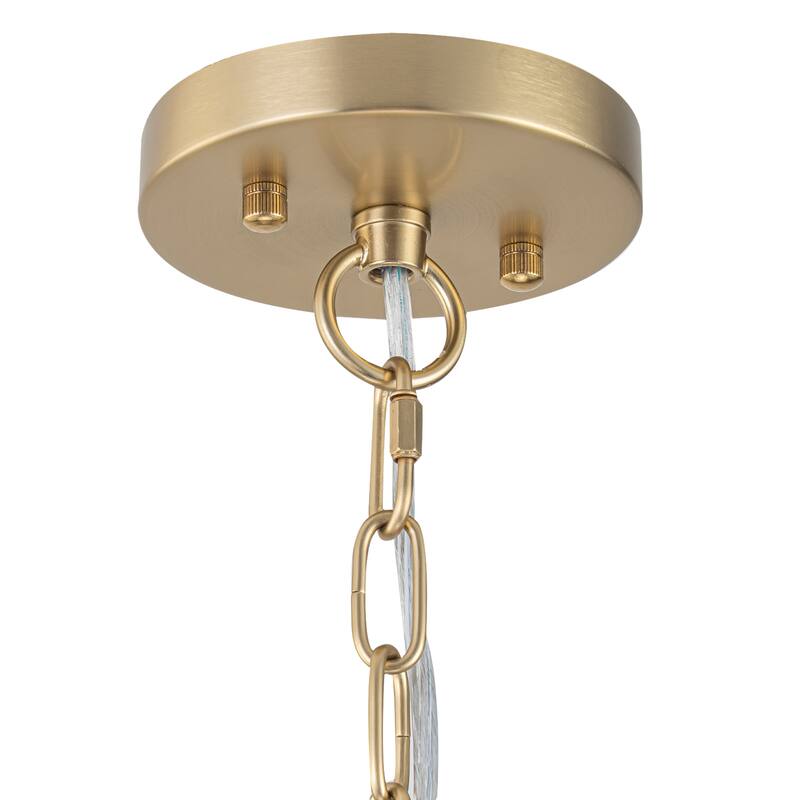 4-Light Mid Century Modern Chandelier 23 in. Pendant Light with Fabric Shade - Gold - 23''W