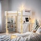 preview thumbnail 2 of 37, Full Size Wood Loft Bed With Cabinet and Cubes, Foldable desk, White