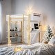 preview thumbnail 2 of 37, Stylish & Simple Full Size Wood Loft Bed With Built-in Storage Cabinet and Cubes, Foldable desk, Sturdy Construction, White
